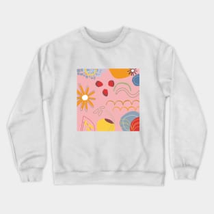 Pink abstract fruit and floral pattern Crewneck Sweatshirt